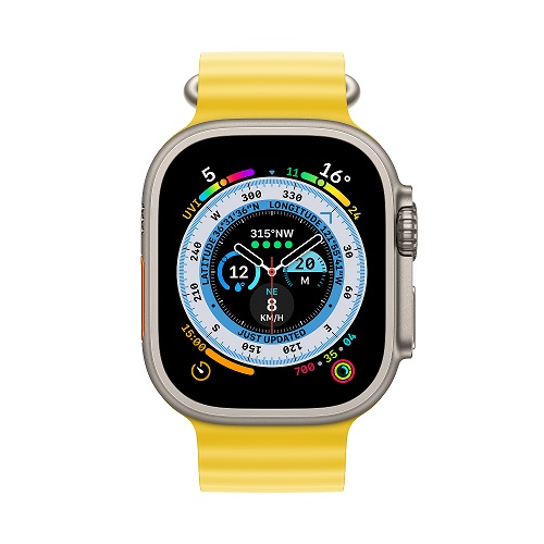 Apple Watch Ultra GPS + Cellular, 49mm Titanium Case with Yellow Ocean Band