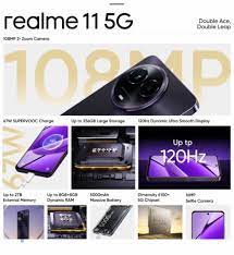 REALME MOBILE PHONE- 11 ( RMX3636) Black 256GB 8GB