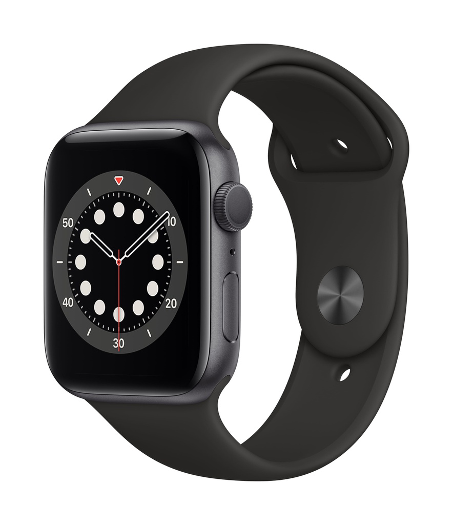 Apple Watch Series 6 44mm Spacy Gray Alu Case with Black Sport Band GPS